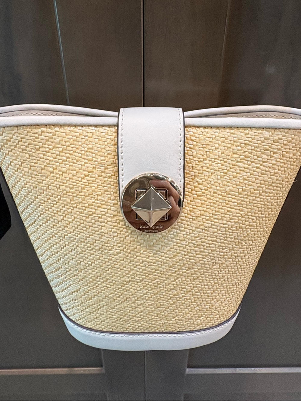 Kate Spade Audrey Mini Bucket Straw Crossbody Bag - Picture 2 of 16